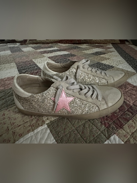ShuShop Shoes - ShuShop Glitter Star Sneakers in Silver and Pink